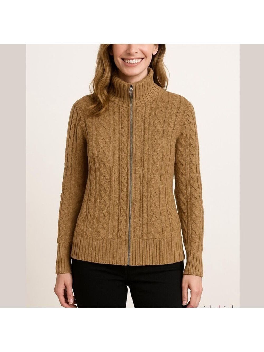 Cdn Wainscott Cable Knit Brown Sweater
